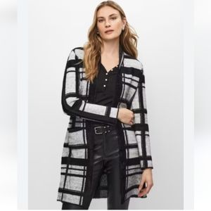 Joseph Ribkoff Grid Motif Open Front Cardigan New